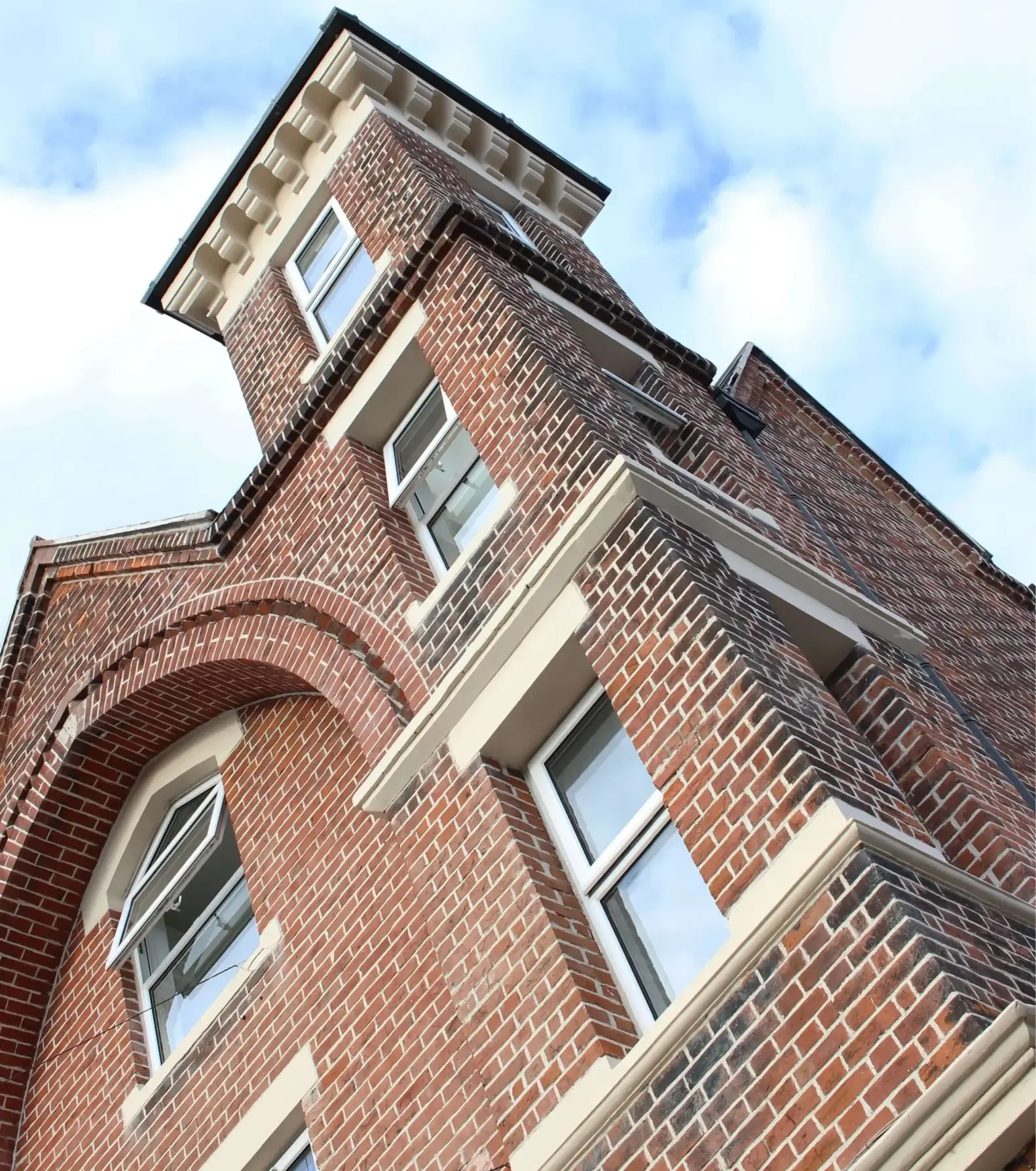 Architecturally designed brick turret providing functional and usable space.