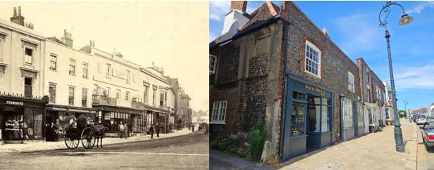 Restoring a historical building historical before photo and current photo